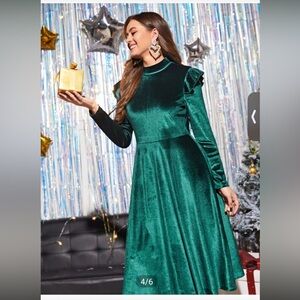 Emerald Green Velvet SHEIN Dress